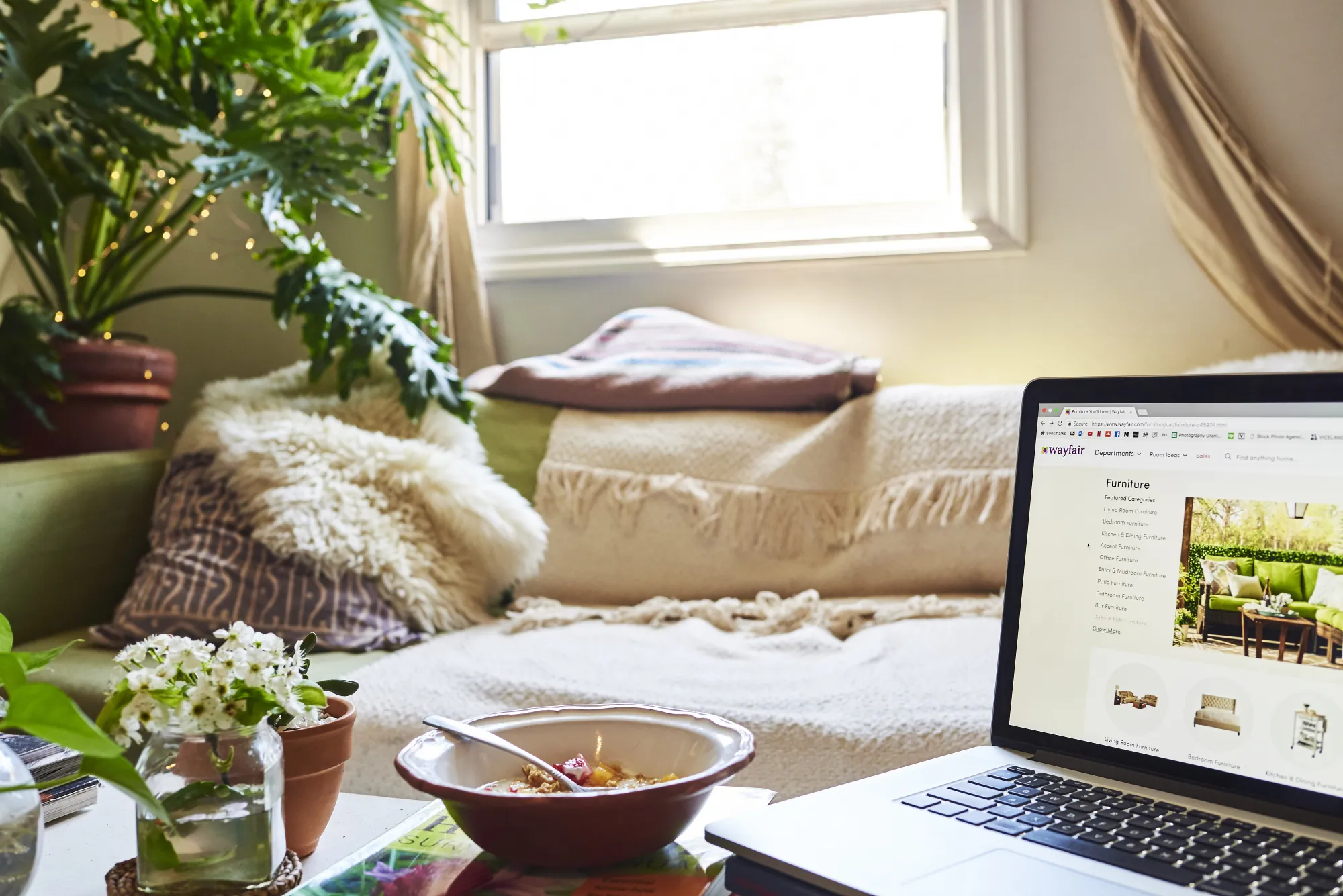 online furniture shopping laptop room