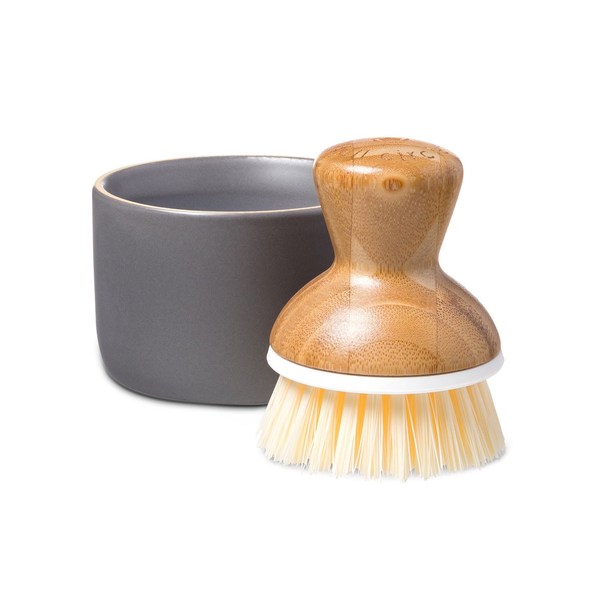 liquid brush soap in small bowl