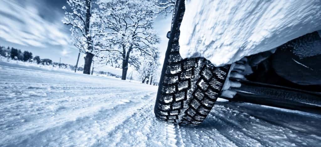 winter tire driving on snow road