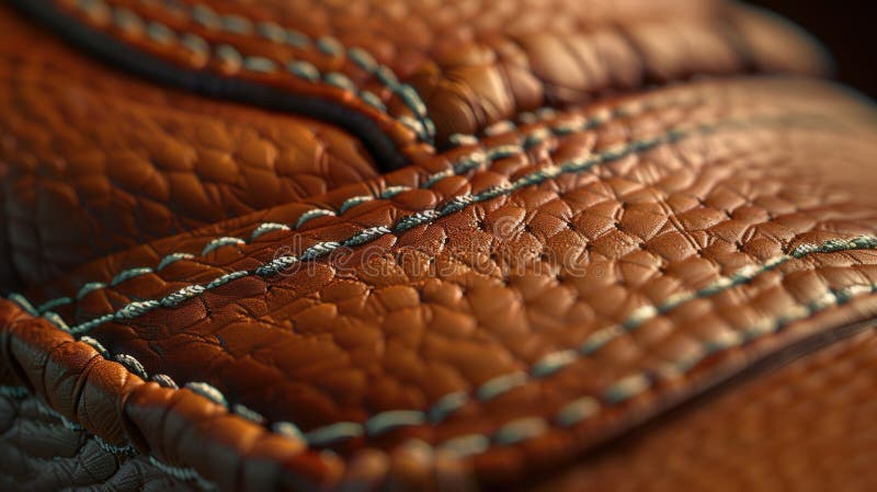 close up leather shoe stitching