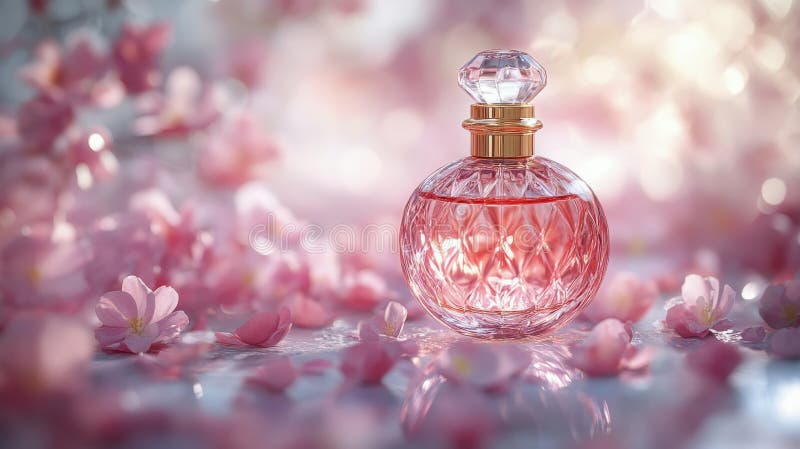 elegant floral perfume bottle with soft light