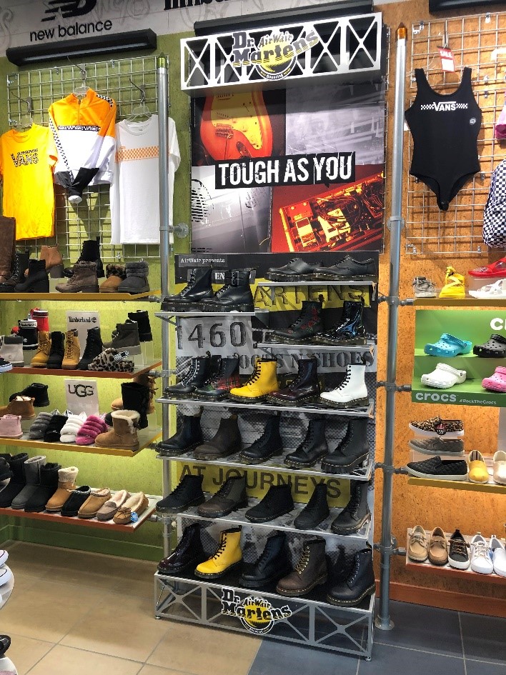 shoe store wall display brands