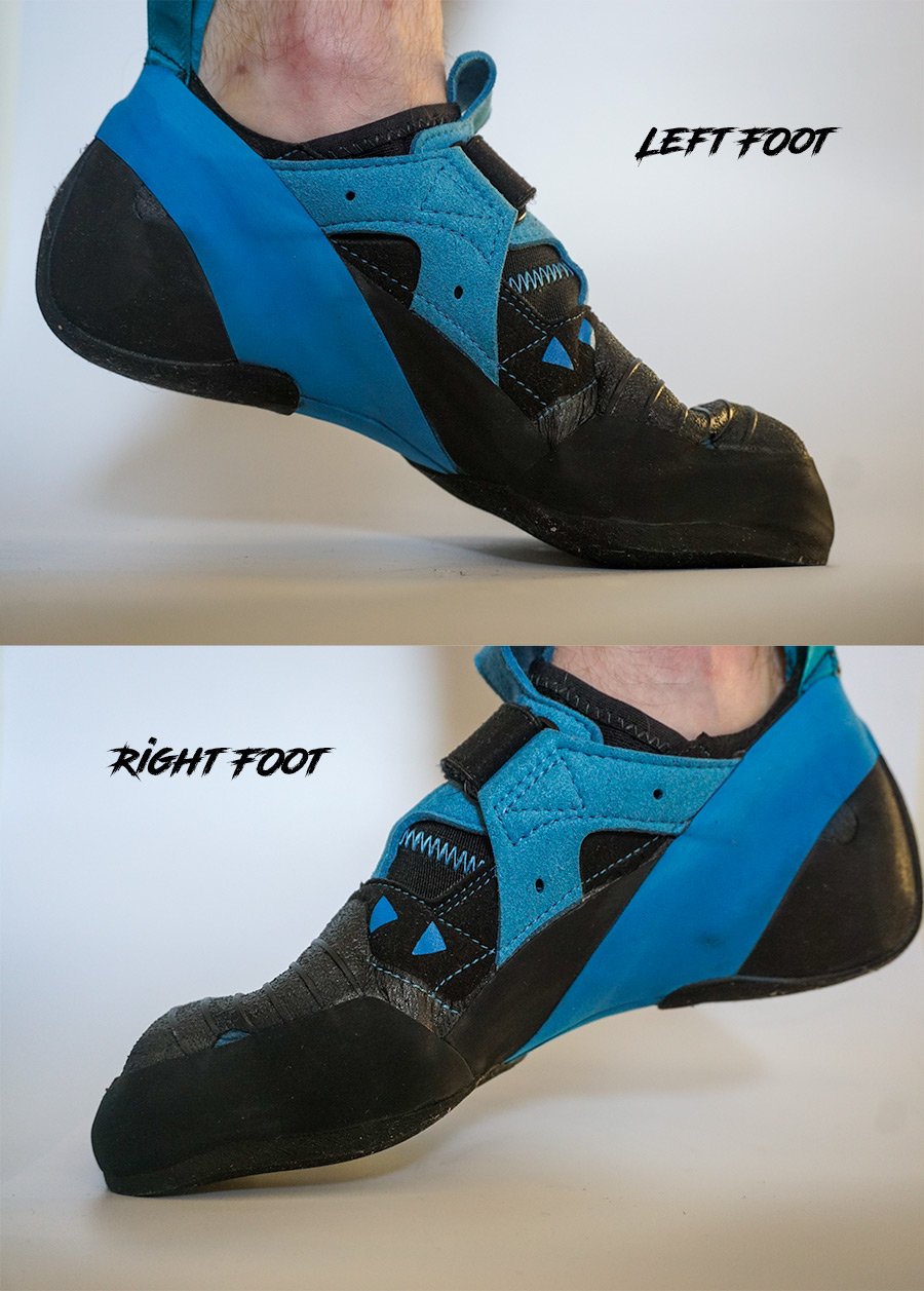 climber tying snug climbing shoes
