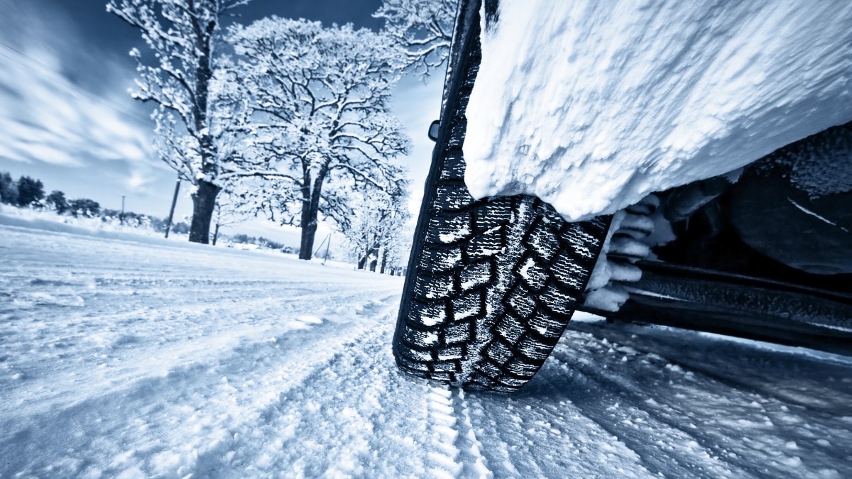 winter tire on snowy street